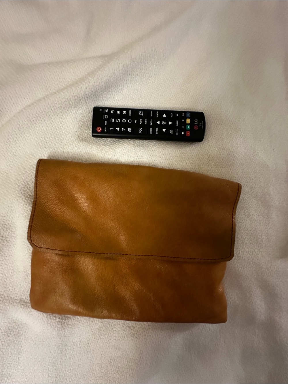 Tan Leather Fold-Over Clutch
